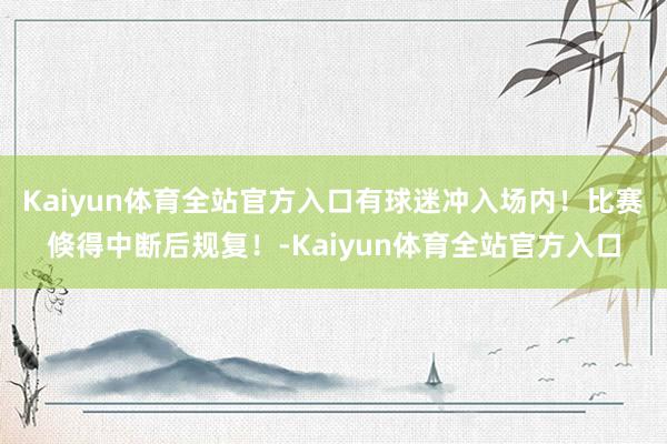 Kaiyun体育全站官方入口有球迷冲入场内！比赛倏得中断后规复！-Kaiyun体育全站官方入口