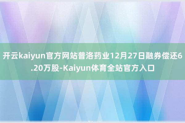 开云kaiyun官方网站普洛药业12月27日融券偿还6.20万股-Kaiyun体育全站官方入口
