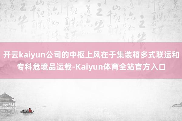 开云kaiyun公司的中枢上风在于集装箱多式联运和专科危境品运载-Kaiyun体育全站官方入口