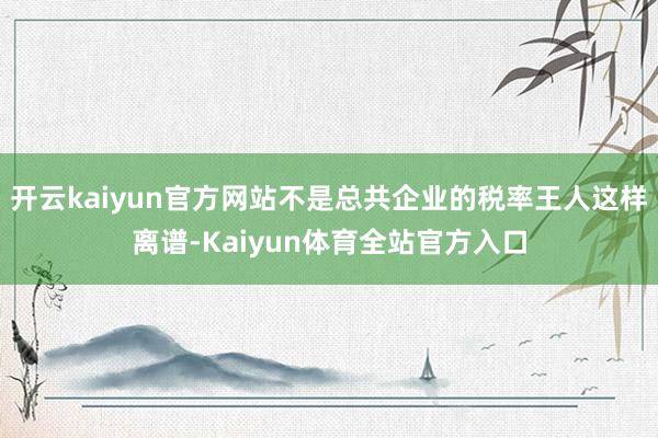 开云kaiyun官方网站不是总共企业的税率王人这样离谱-Kaiyun体育全站官方入口