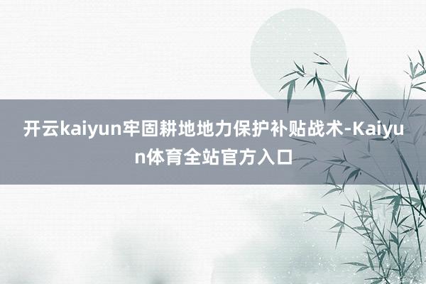 开云kaiyun牢固耕地地力保护补贴战术-Kaiyun体育全站官方入口