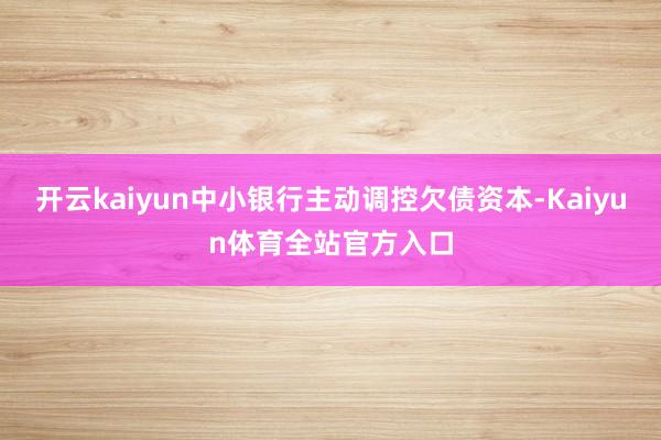 开云kaiyun中小银行主动调控欠债资本-Kaiyun体育全站官方入口